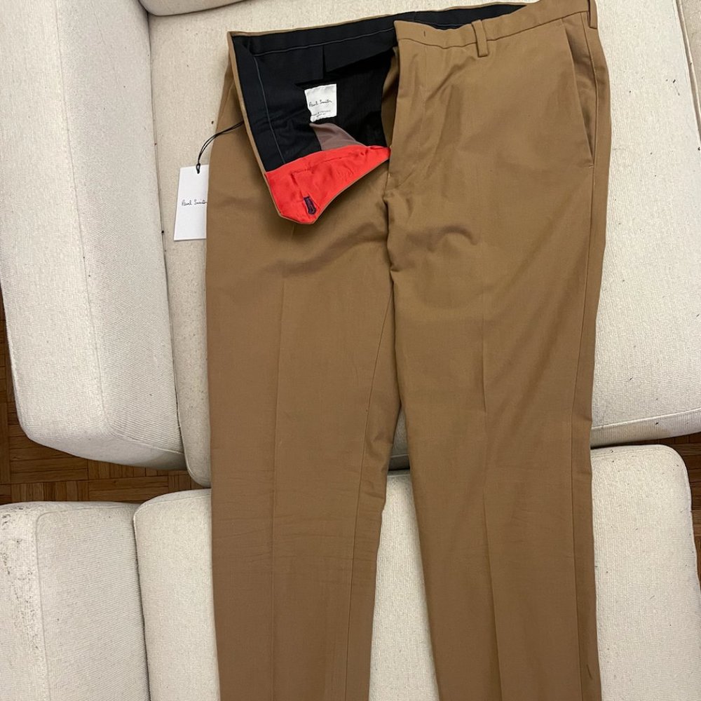 Paul Smith Tan Trousers (Cotton, 32") - Slim Fit